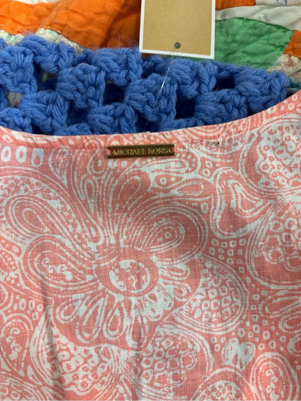 Michael Kors Coral Pink Paisley Peplum Top -